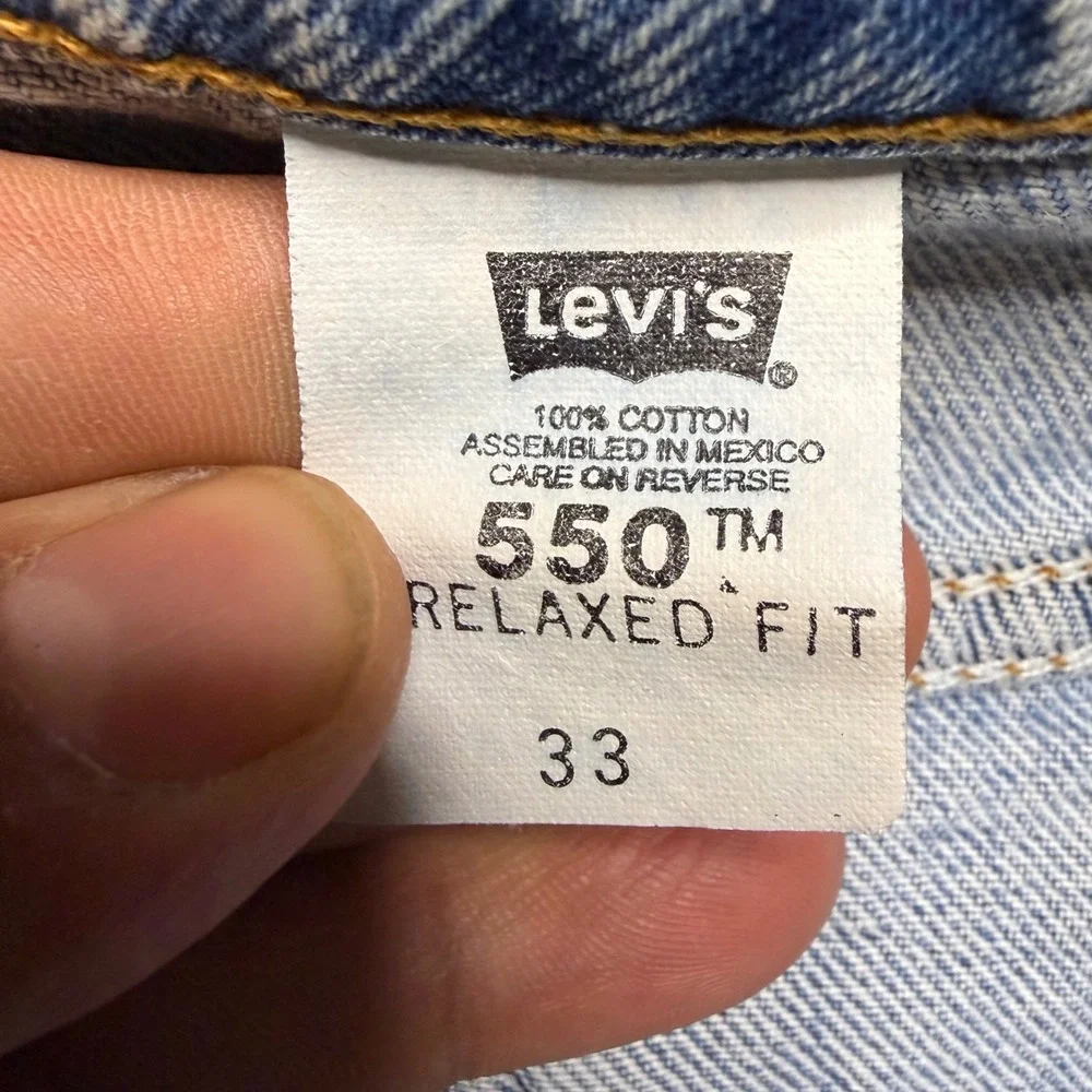 Levi's Denim Shorts Mens 33 Blue 550 Relaxed Fit Vintage 90s Orange Tab Wash